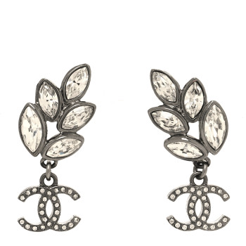 CHANEL Crystal Sparkling Wheat CC Drop Earrings Silver CHANEL Crystal Sparkling Wheat CC Drop Earrings Silver