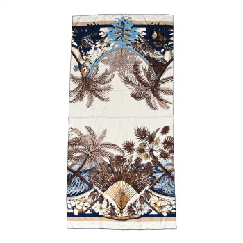 HERMES Silk Twill Imprime Aloha Double Scarf Stole White Marron Glace Marine HERMES Silk Twill Imprime Aloha Double Scarf Stole White Marron Glace Marine