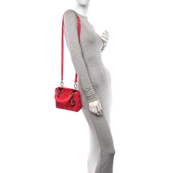 CHRISTIAN DIOR Lambskin Cannage Mini Lady Dior Fuchsia