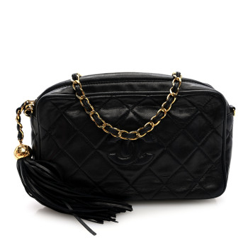 CHANEL Lambskin Quilted CC Tassel Camera Case Black CHANEL Lambskin Quilted CC Tassel Camera Case Black