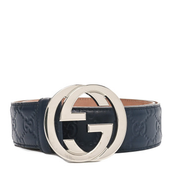 GUCCI Guccissima Signature Interlocking G 40mm Belt 80 32 Blue