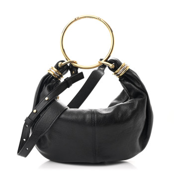 CHLOE Grained Calfskin Small Bracelet Hobo Bag Black CHLOE Grained Calfskin Small Bracelet Hobo Bag Black