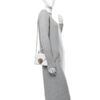 DOLCE & GABBANA Smooth Calfskin Small Devotion Envelope Top Handle Bag White DOLCE & GABBANA Smooth Calfskin Small Devotion Envelope Top Handle Bag White