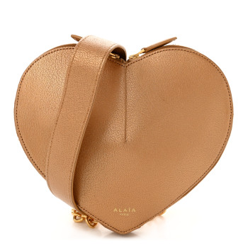 ALAIA Metallic Goatskin Le Coeur Chain Bag Cuivre