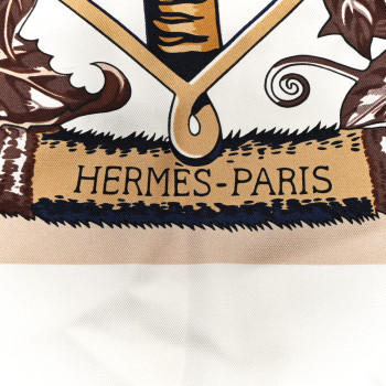 HERMES Silk Twill Imprime Aloha Double Scarf Stole White Marron Glace Marine HERMES Silk Twill Imprime Aloha Double Scarf Stole White Marron Glace Marine
