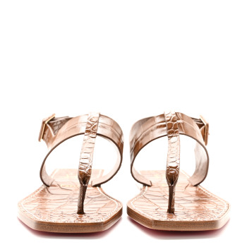 CHRISTIAN LOUBOUTIN Calfskin Crocodile Embossed Cubongo Sandals 36 Biscotto CHRISTIAN LOUBOUTIN Calfskin Crocodile Embossed Cubongo Sandals 36 Biscotto