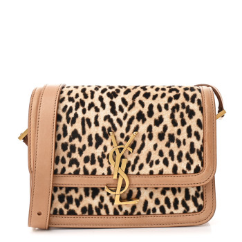 SAINT LAURENT Calfskin Hair Leopard Print Small Solferino Satchel Dust White SAINT LAURENT Calfskin Hair Leopard Print Small Solferino Satchel Dust White