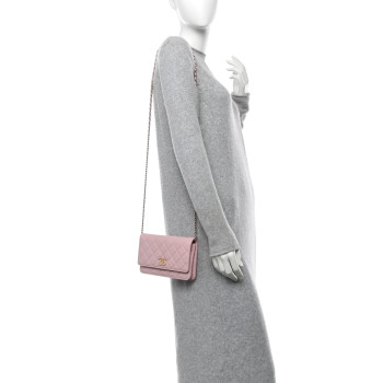 CHANEL Caviar Quilted Studded CC Wallet on Chain WOC Light Pink CHANEL Caviar Quilted Studded CC Wallet on Chain WOC Light Pink