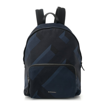 BURBERRY Nylon Check Print Abbeydale Simple Backpack Navy