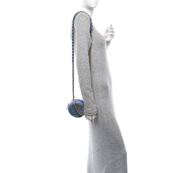 CHANEL Sequin Chanel 19 Round Clutch With Chain Light Blue CHANEL Sequin Chanel 19 Round Clutch With Chain Light Blue