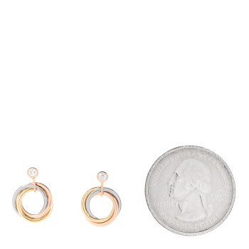 CARTIER 18K Pink Yellow White Gold Diamond Trinity Drop Earrings