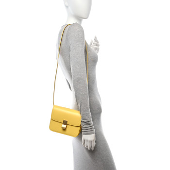CELINE Box Calfskin Teen Classic Box Flap Bag Yellow CELINE Box Calfskin Teen Classic Box Flap Bag Yellow