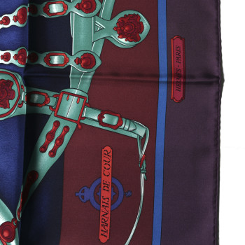 HERMES Silk Harnais De Cour Scarf 90 HERMES Silk Harnais De Cour Scarf 90