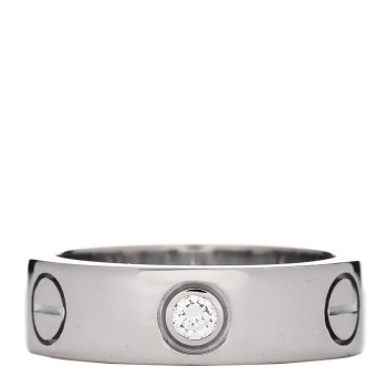 CARTIER 18K White Gold 3 Diamond 5.5mm LOVE Ring 50 5.25