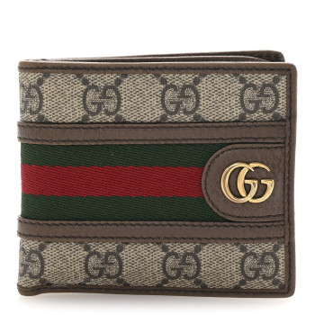 GUCCI GG Supreme Monogram Web Mens Ophidia Bi-Fold Coin Wallet Beige New Acero GUCCI GG Supreme Monogram Web Mens Ophidia Bi-Fold Coin Wallet Beige New Acero