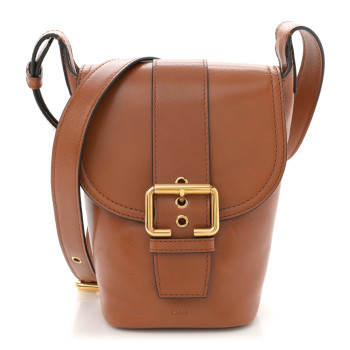 CHLOE Shiny Calfskin Mini Saddle Bag Clay Brown CHLOE Shiny Calfskin Mini Saddle Bag Clay Brown