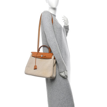 HERMES Toile Vache Calfskin Herbag 30 PM Naturel HERMES Toile Vache Calfskin Herbag 30 PM Naturel