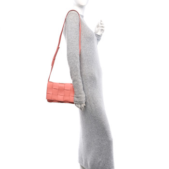 BOTTEGA VENETA Lambskin Maxi Intrecciato Cassette Crossbody Bag Tangerine BOTTEGA VENETA Lambskin Maxi Intrecciato Cassette Crossbody Bag Tangerine