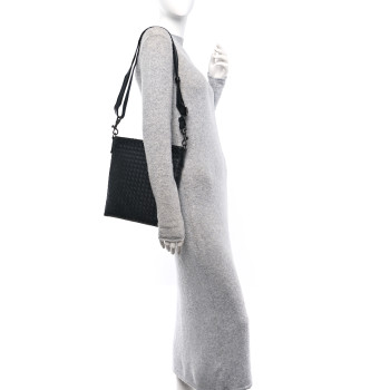 BOTTEGA VENETA Nappa Intrecciato VN Crossbody Messenger Bag Black BOTTEGA VENETA Nappa Intrecciato VN Crossbody Messenger Bag Black