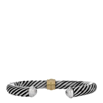 DAVID YURMAN Sterling Silver 18K Yellow Gold Diamond 7mm Cable Classics Station Bracelet DAVID YURMAN Sterling Silver 18K Yellow Gold Diamond 7mm Cable Classics Station Bracelet