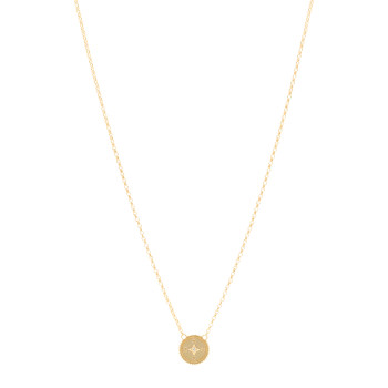 FOUNDRAE 18K Yellow Gold Diamond Internal Compass Stationary Necklace FOUNDRAE 18K Yellow Gold Diamond Internal Compass Stationary Necklace