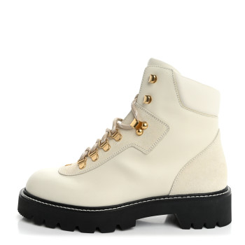 LOUIS VUITTON Calfskin Suede Territory Flat Ranger Boots 37.5 White LOUIS VUITTON Calfskin Suede Territory Flat Ranger Boots 37.5 White