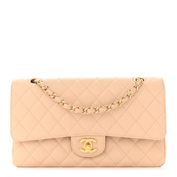 CHANEL Caviar Quilted Medium Double Flap Beige CHANEL Caviar Quilted Medium Double Flap Beige
