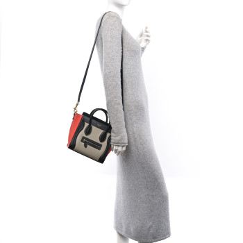 CELINE Smooth Calfskin Nubuck Nano Tri-Color Luggage Beige CELINE Smooth Calfskin Nubuck Nano Tri-Color Luggage Beige