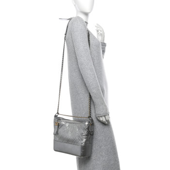 CHANEL Metallic Aged Calfskin Quilted Medium Gabrielle Hobo Silver CHANEL Metallic Aged Calfskin Quilted Medium Gabrielle Hobo Silver