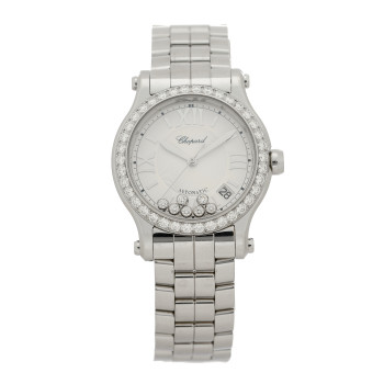 CHOPARD Stainless Steel Diamond Bezel 36mm Happy Sport Automatic Watch Silver CHOPARD Stainless Steel Diamond Bezel 36mm Happy Sport Automatic Watch Silver
