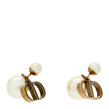 CHRISTIAN DIOR Metal Pearl Tribales Earrings Gold