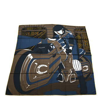 HERMES Silk Cashmere Mysterious Rider Shawl 140 HERMES Silk Cashmere Mysterious Rider Shawl 140