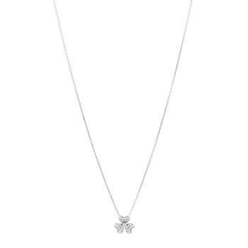 VAN CLEEF & ARPELS 18K White Gold Diamond Mini Frivole Pendant Pave Necklace