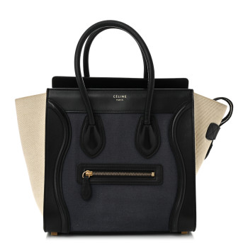 CELINE Canvas Smooth Calfskin Micro Tri-Color Luggage Navy Blue CELINE Canvas Smooth Calfskin Micro Tri-Color Luggage Navy Blue