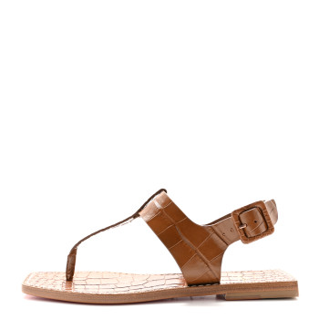 CHRISTIAN LOUBOUTIN Calfskin Crocodile Embossed Cubongo Sandals 36 Biscotto CHRISTIAN LOUBOUTIN Calfskin Crocodile Embossed Cubongo Sandals 36 Biscotto