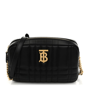 BURBERRY Calfskin Quilted Small Lola Camera Bag Black