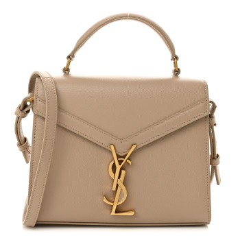 SAINT LAURENT Grain de Poudre Mini Classic Monogram Cassandra Top Handle Beige SAINT LAURENT Grain de Poudre Mini Classic Monogram Cassandra Top Handle Beige