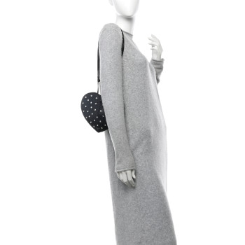 ALAIA Lambskin Crystal Embellished Le Coeur Bag  Black