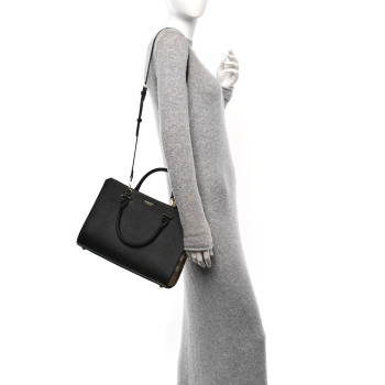 BURBERRY Calfskin Mega Check Small Banwell Tote Black