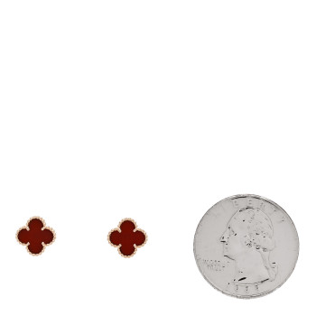 VAN CLEEF & ARPELS 18K Rose Gold Carnelian Sweet Alhambra Earrings