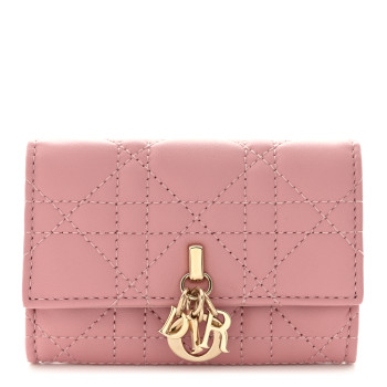 CHRISTIAN DIOR Lambskin Cannage Miss Dior Glycine Wallet Pink
