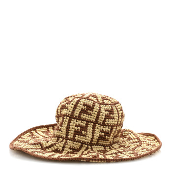 FENDI Cotton Viscose FF Woven Bucket Hat M Brown