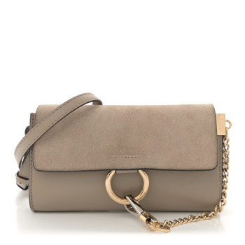 CHLOE Suede Calfskin Mini Faye Shoulder Bag Motty Grey CHLOE Suede Calfskin Mini Faye Shoulder Bag Motty Grey